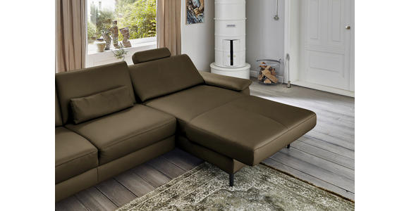 ECKSOFA in Echtleder Grün 334/176 cm - Schwarz/Grün, Design, Leder/Metall (334/176cm) - Dieter Knoll