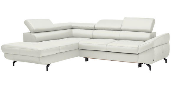 ECKSOFA in Echtleder Weiß - Schwarz/Weiß, Design, Leder/Metall (220/270cm) - Novel