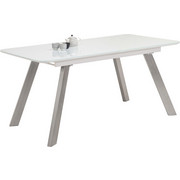 JÍDELNÍ STŮL, barvy nerez oceli, bílá - bílá/barvy nerez oceli, Design, kov/kompozitní dřevo (160(200)/90/76cm) - Carryhome