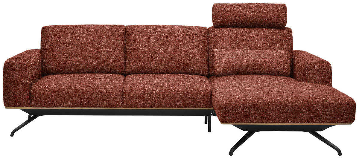 ECKSOFA in Struktur Rostfarben  - Rostfarben/Schwarz, Design, Textil/Metall (262/157cm) - Novel