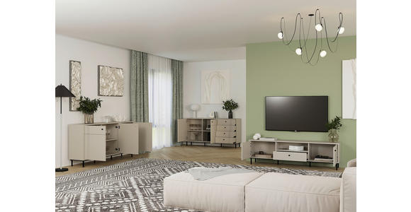 SIDEBOARD in 160,2/81,8/37 cm - Kaschmir/Schwarz, MODERN, Holzwerkstoff/Kunststoff (160,2/81,8/37cm) - Carryhome