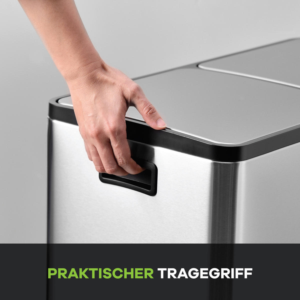 ABFALLEIMER 60 L  - Silberfarben/Schwarz, KONVENTIONELL, Kunststoff/Metall (59/62/36cm) - P & B