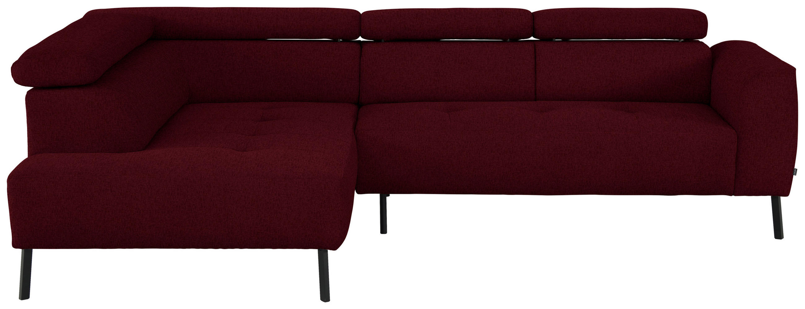 ECKSOFA in Chenille Rot  - Rot/Schwarz, Design, Textil/Metall (205/280cm) - Xora