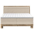 BOXSPRINGBETT 140/200 cm,  in Beige, gepolstertes Kopfteil, Topper, Matratzen, H3 + H3 = fest  - Eichefarben/Beige, Natur, Holz/Textil (140/200cm) - Valnatura