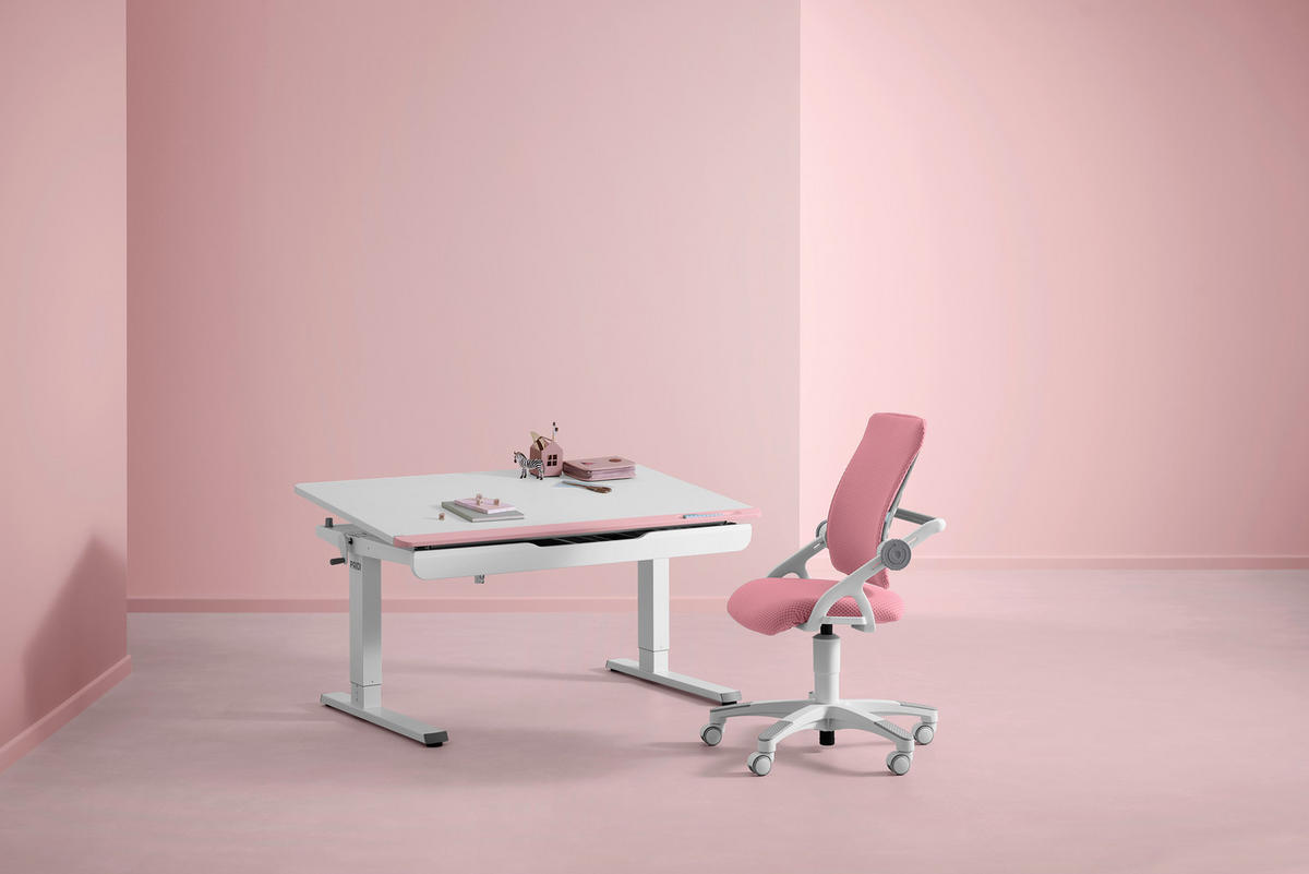 JUGENDDREHSTUHL Netz Rosa  - Silberfarben/Rosa, Design, Kunststoff/Textil (54/85-97/53cm) - Paidi