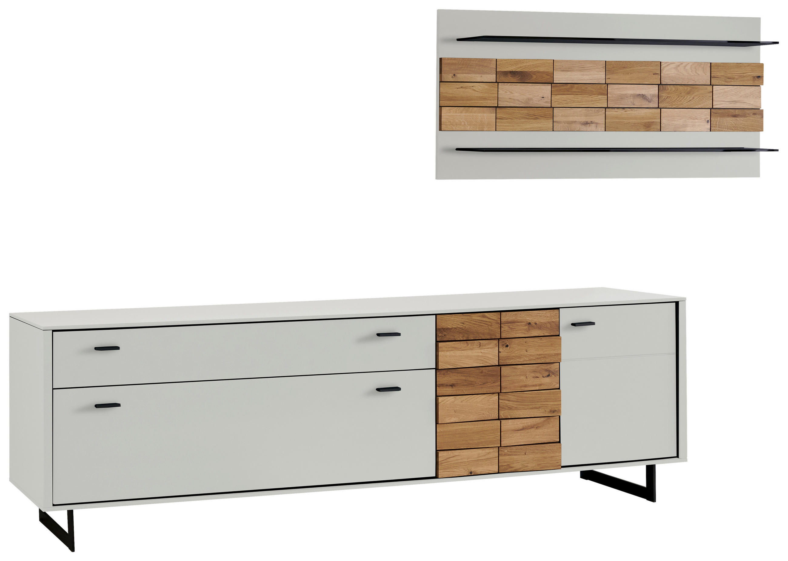 WOHNWAND  Eichefarben, Kaschmir 299,4/170,4/46,4 cm  - Kaschmir/Eichefarben, Design, Holz/Holzwerkstoff (299,4/170,4/46,4cm) - Novel