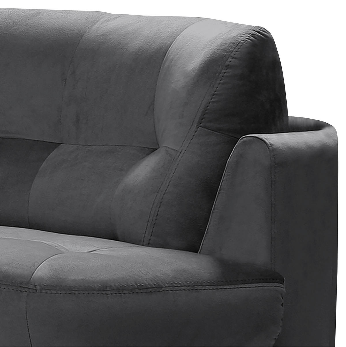 ECKSOFA BRETANIA in Samt Anthrazit  113/300 cm  - Anthrazit/Schwarz, Design, Kunststoff/Textil (113/300cm) - Livetastic