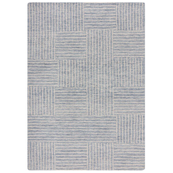 WOLLTEPPICH 80/150 cm ABSTRACT CHECK Blau  - Blau, KONVENTIONELL, Textil (80/150cm)