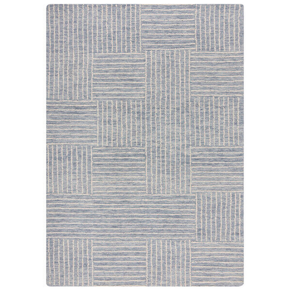 WOLLTEPPICH 80/150 cm ABSTRACT CHECK Blau  - Blau, KONVENTIONELL, Textil (80/150cm)