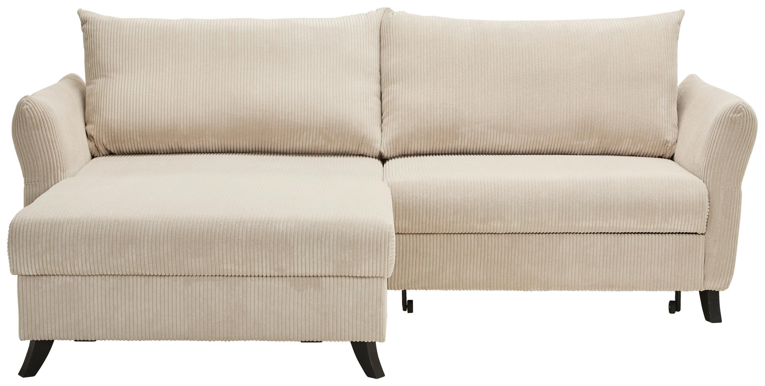 ECKSOFA  in Cord Beige  - Beige/Schwarz, ROMANTIK / LANDHAUS, Holz/Textil (245/159cm) - Stylife