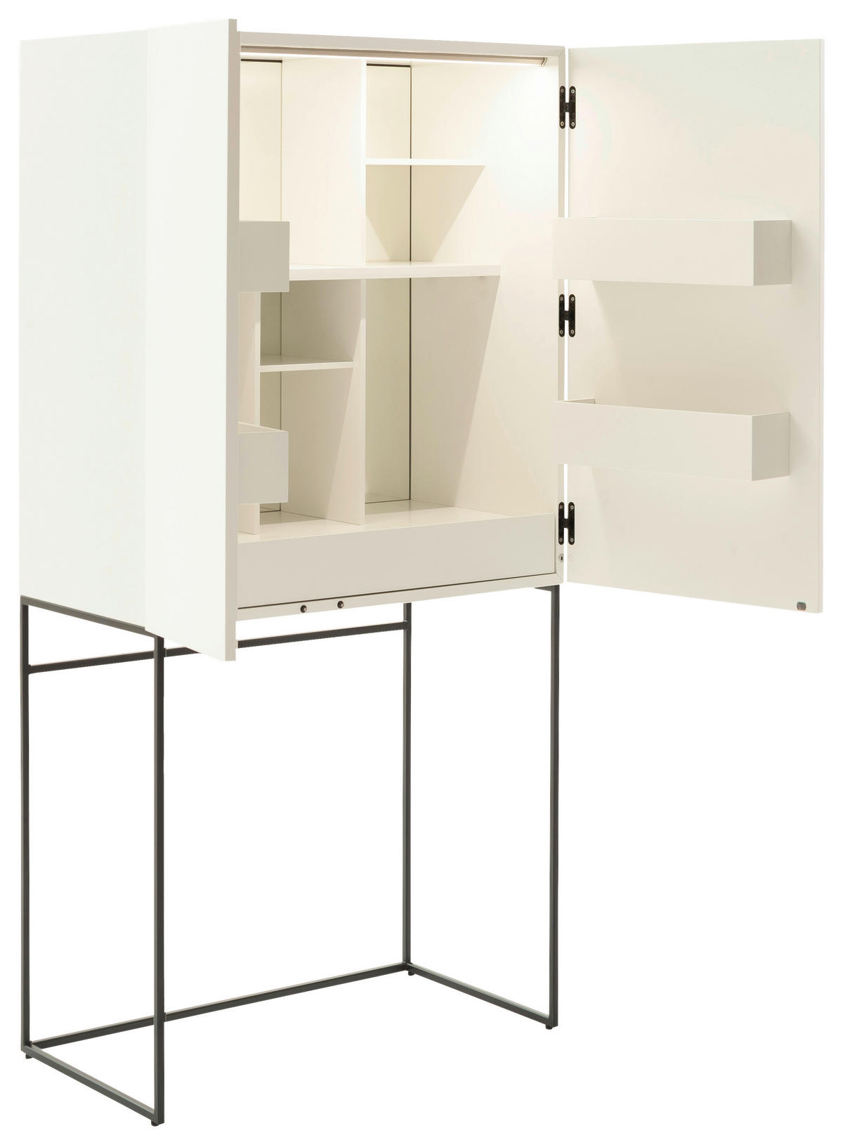 BARSCHRANK Weiss  80/165/45 cm  - Weiss/Schwarz, Design, Holzwerkstoff/Metall (80/165/45cm) - Schöner Wohnen