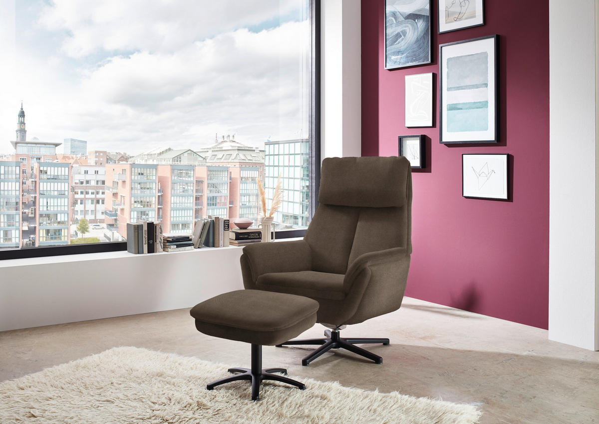 RELAXSESSEL in Textil Braun  - Schwarz/Braun, Design, Textil/Metall (79/108/89cm) - Beldomo Style
