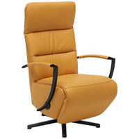 RELAXSESSEL in Leder Currygelb  - Currygelb/Schwarz, Design, Leder/Metall (64/112/80cm) - Cantus