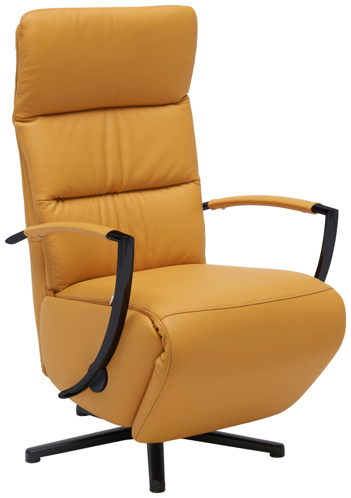 RELAXSESSEL in Leder Currygelb  - Currygelb/Schwarz, Design, Leder/Metall (64/112/80cm) - Cantus