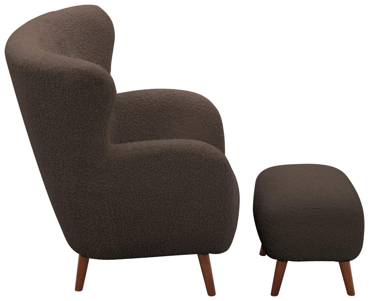 SESSELSET in Teddystoff Braun  - Kastanienfarben/Braun, Design, Holz/Textil (90/98/88cm) - Livetastic