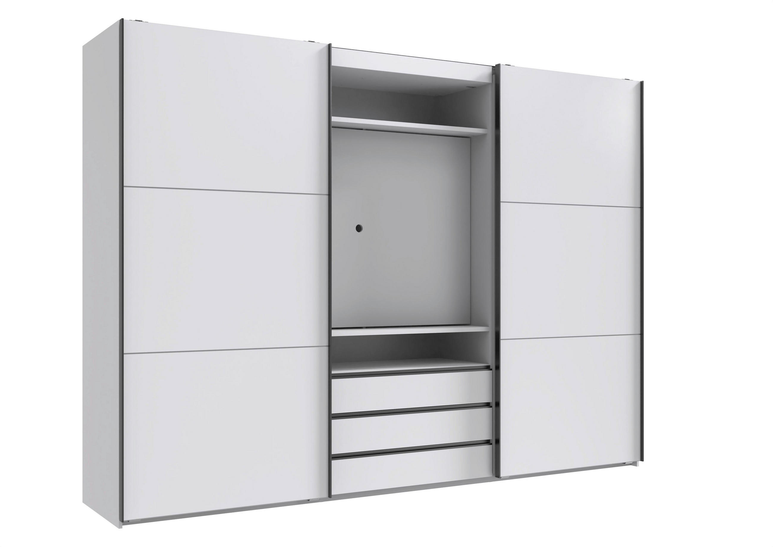 SCHWEBETÜRENSCHRANK in Weiß  - Edelstahlfarben/Weiß, MODERN, Holzwerkstoff/Metall (300/216/65cm) - P & B