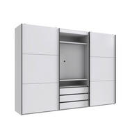 SCHWEBETÜRENSCHRANK in Weiß  - Edelstahlfarben/Weiß, MODERN, Holzwerkstoff/Metall (300/216/65cm) - P & B