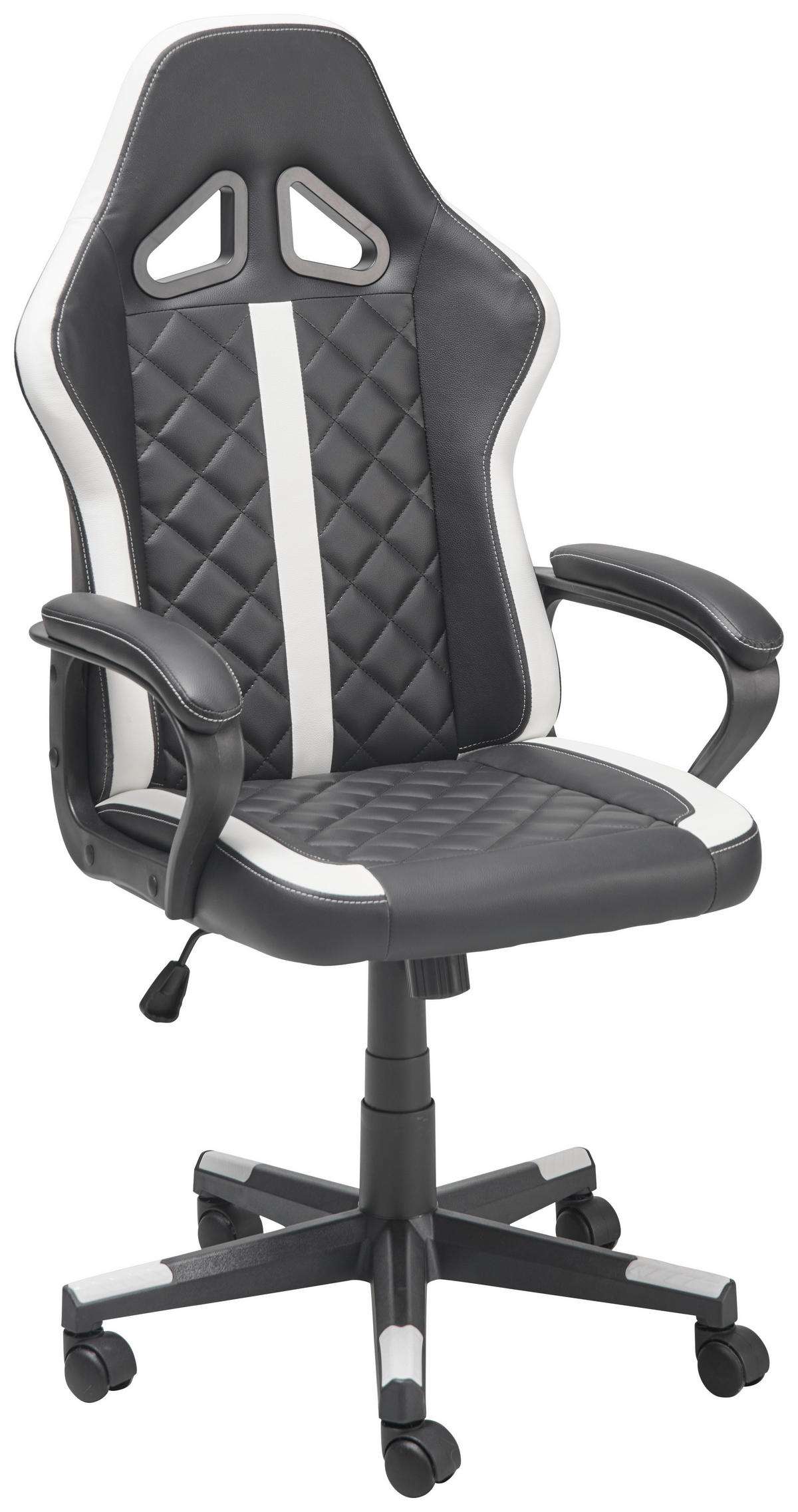 GAMINGSTUHL Schwarz, Weiß Metall, Kunststoff, Textil   - Schwarz/Weiß, LIFESTYLE, Kunststoff/Textil (60/114-124/62cm) - MID.YOU