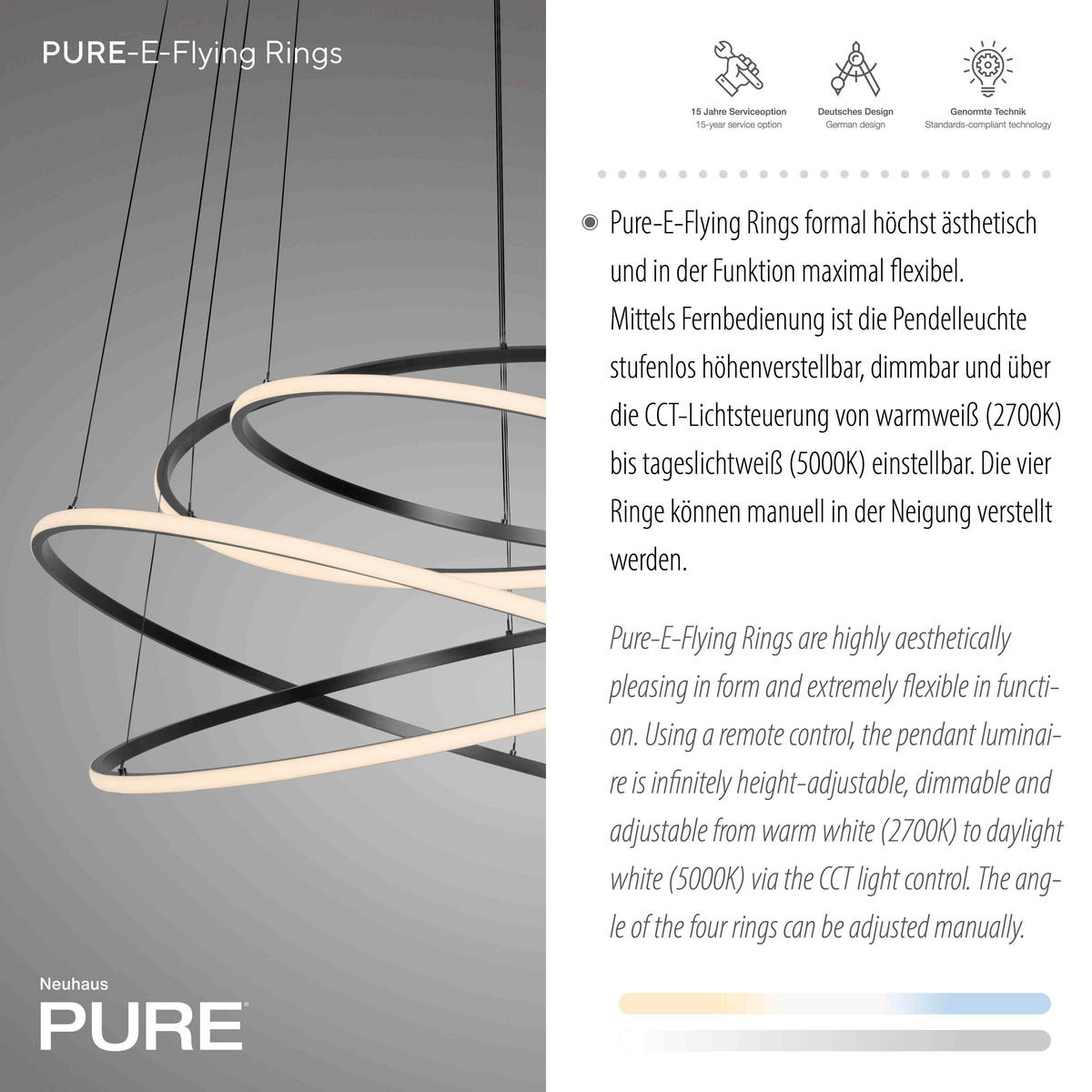 LED-PENDELLEUCHTE 110/110/600 cm  - Grau, Design, Kunststoff/Metall (110/110/600cm) - Neuhaus PURE