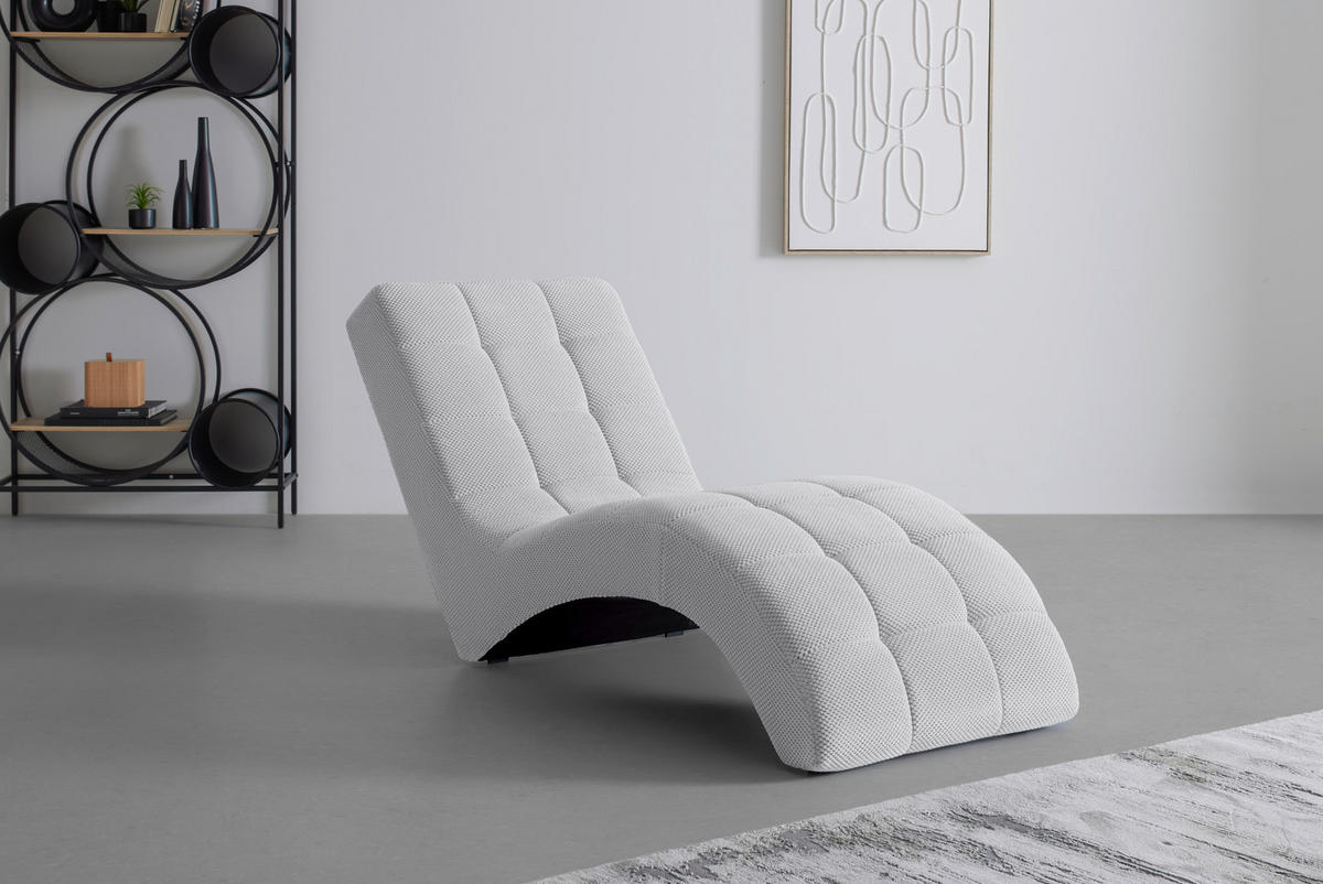 LIGGFÅTÖLJ i vävt tyg vit  - vit/svart, Modern, textil/plast (68/80/167cm) - MID.YOU