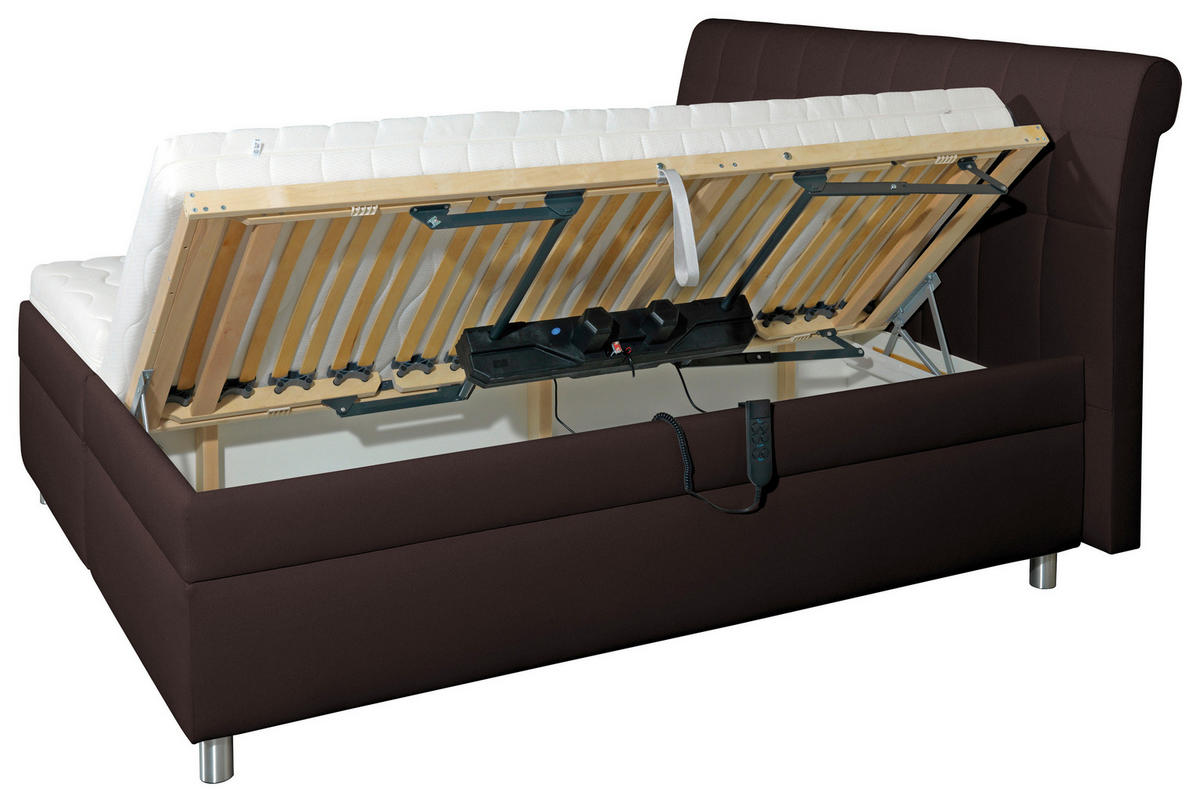 POLSTERBETT 180/200 cm  in Dunkelbraun  - Weiss/Dunkelbraun, Konventionell, Holz/Textil (180/200cm) - Esposa