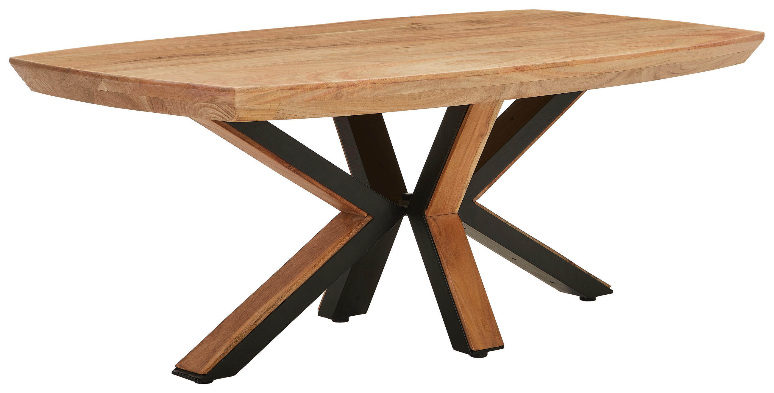 COUCHTISCH Akazie vollmassiv 120/70/46 cm rechteckig Schwarz, Akaziefarben  - Schwarz/Akaziefarben, LIFESTYLE, Holz/Metall (120/70/46cm) - Landscape