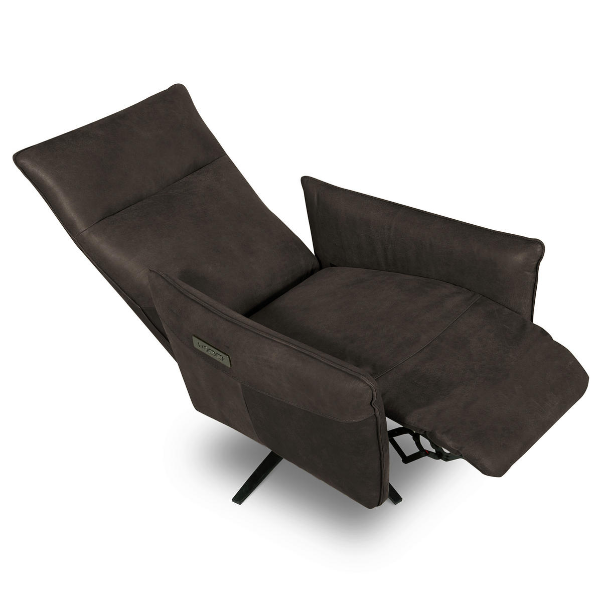 RELAXSESSEL Leder Dunkelgrau  - Dunkelgrau/Schwarz, Design, Leder/Metall (77/107/88cm) - Livetastic