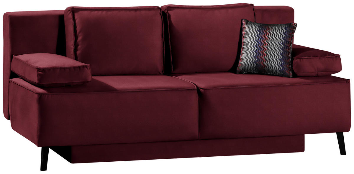 SCHLAFSOFA in Weinrot  - Weinrot/Schwarz, Konventionell, Textil/Metall (197/91/88cm) - Novel