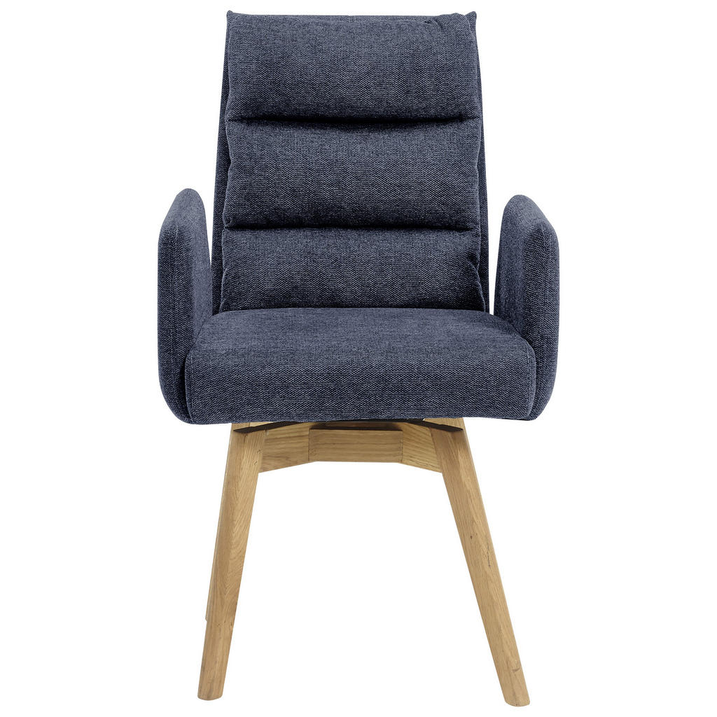 Thumbnail - Mid.you Armlehnstuhl, Blau, Holz, Textil, Wildeiche, massiv, konisch, eckig, 61x95x65 cm, Esszimmer, Stühle, Esszimmerst...