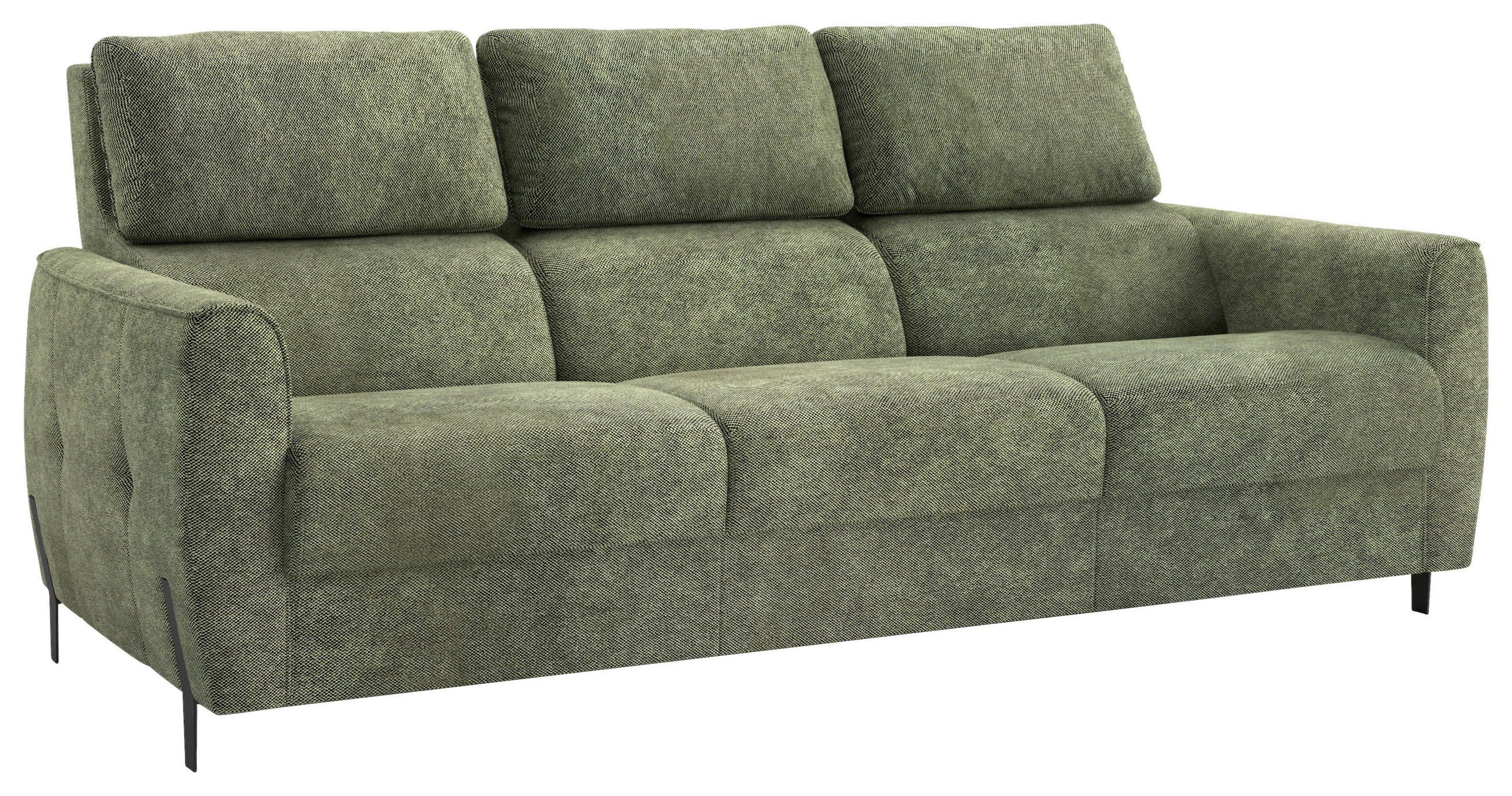 3-SITZER-SOFA Plüsch Dunkelgrün  - Dunkelgrün/Schwarz, Design, Textil/Metall (209/91/101cm) - Stylife