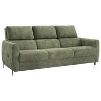 3-SITZER-SOFA Plüsch Dunkelgrün  - Dunkelgrün/Schwarz, Design, Textil/Metall (209/91/101cm) - Stylife
