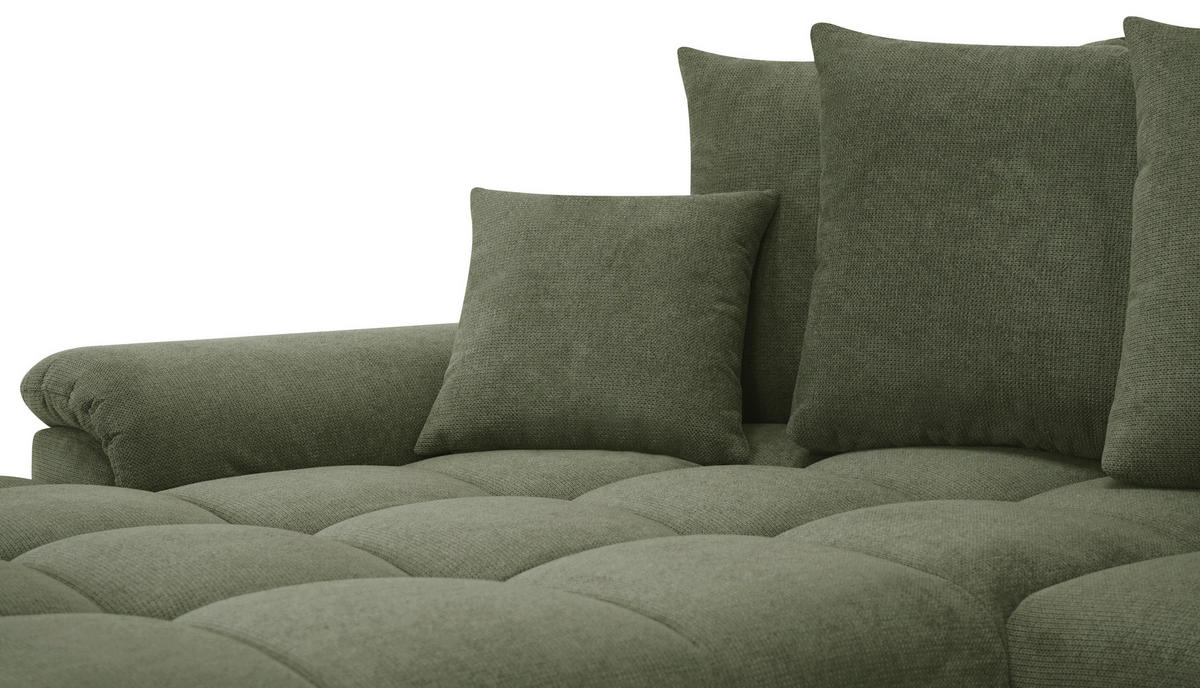 ECKSOFA in Flachgewebe, Mikrofaser Grün  - Chromfarben/Grün, Design, Kunststoff/Textil (198/312cm) - Livetastic