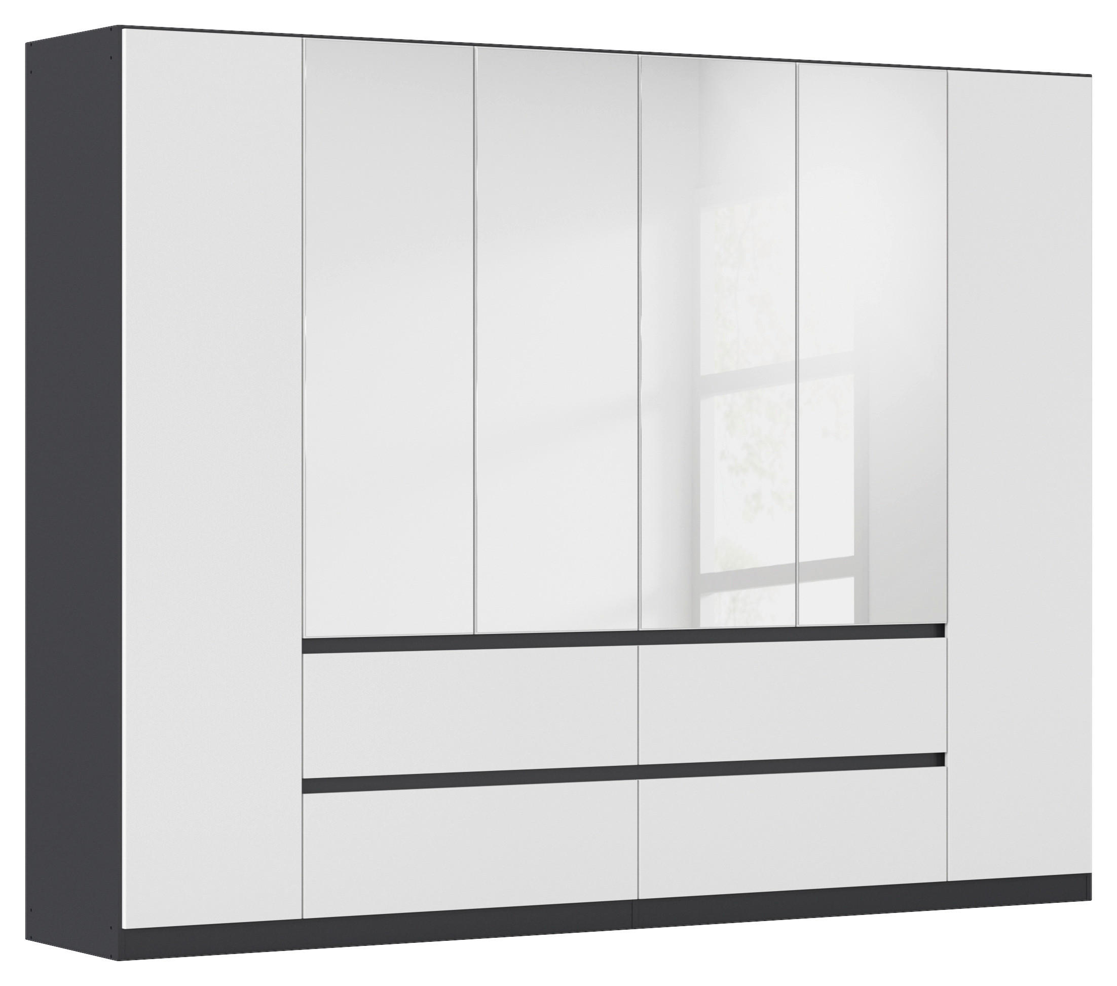 DREHTÜRENSCHRANK 271/210/54 cm 6-türig Grau, Weiß, Silberfarben  - Silberfarben/Weiß, Basics, Holzwerkstoff (271/210/54cm) - Rauch Möbel