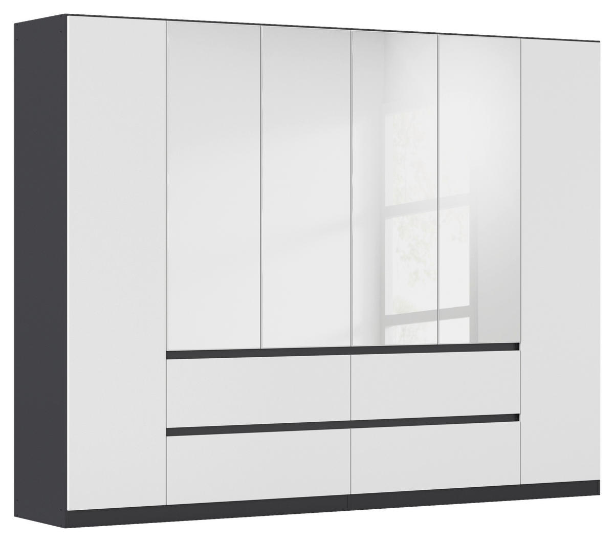 DREHTÜRENSCHRANK 271/210/54 cm 6-türig Grau, Weiß, Silberfarben  - Silberfarben/Weiß, Basics, Holzwerkstoff (271/210/54cm) - Rauch Möbel