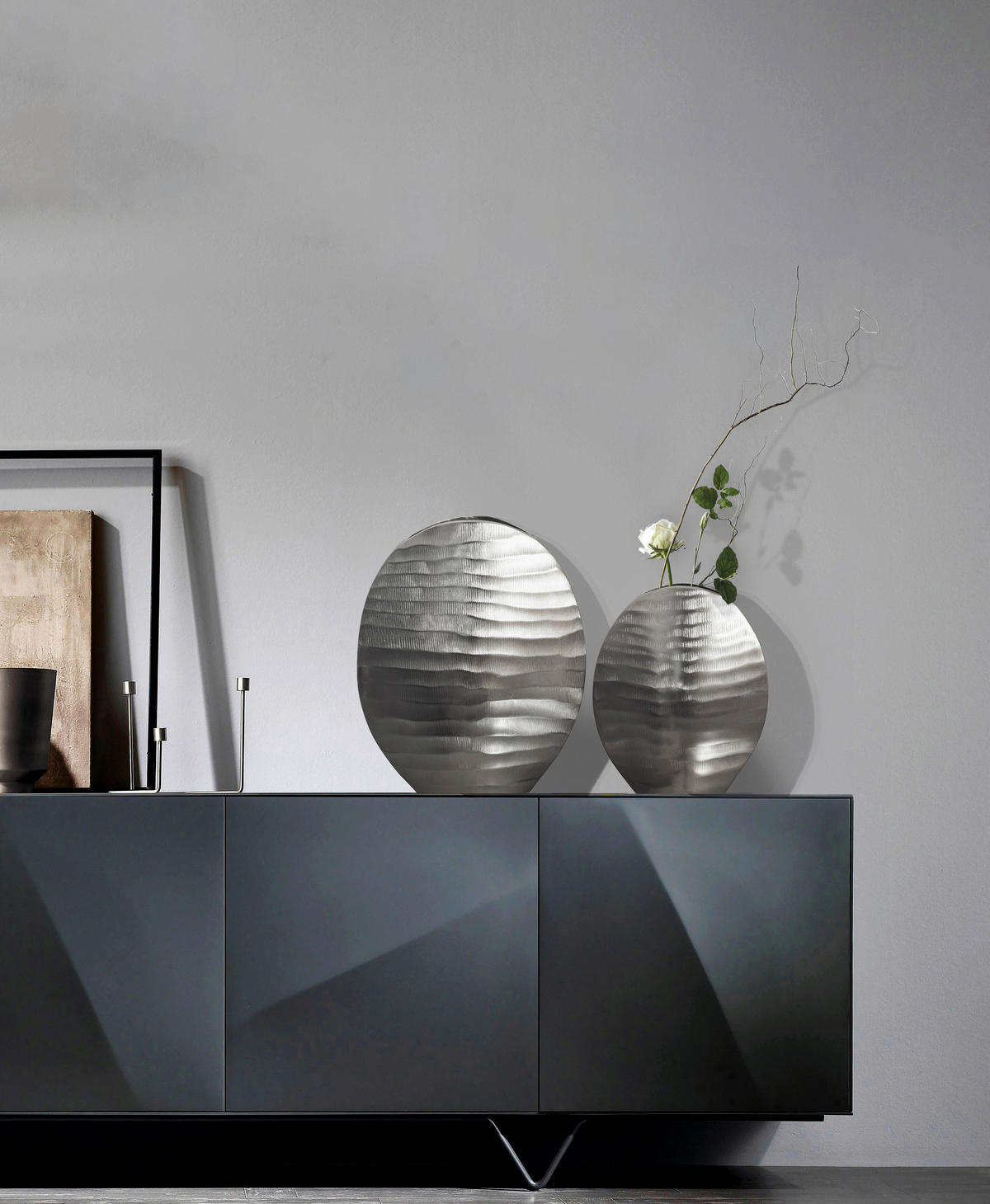 DEKOVASE  - Silberfarben, Design, Metall (26/30,5/14cm) - Livetastic