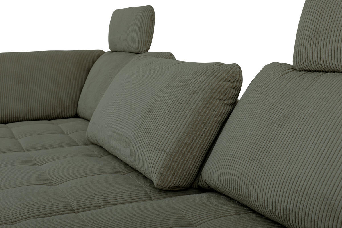 ECKSOFA in Cord, Velours Grün  - Schwarz/Grün, Design, Textil/Metall (197/291cm) - Beldomo Style