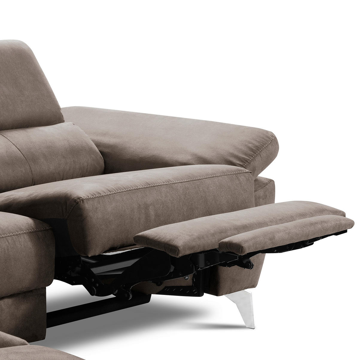 ECKSOFA SONO in Lederlook Braun Armteilverstellung, Kopfteilverstellung  210/265 cm  - Chromfarben/Braun, Design, Textil/Metall (210/265cm) - Livetastic
