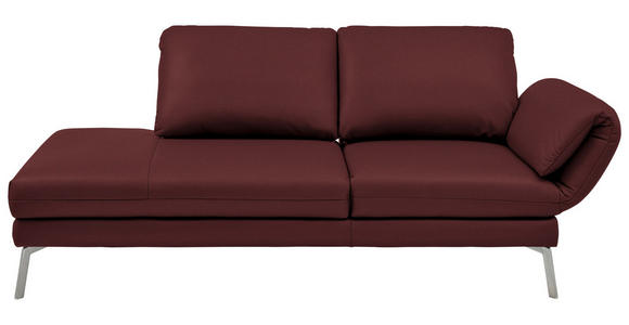 RÉCAMIERE  in Echtleder Rot  - Chromfarben/Rot, Design, Leder/Metall (209/85-109/95-16cm) - Dieter Knoll