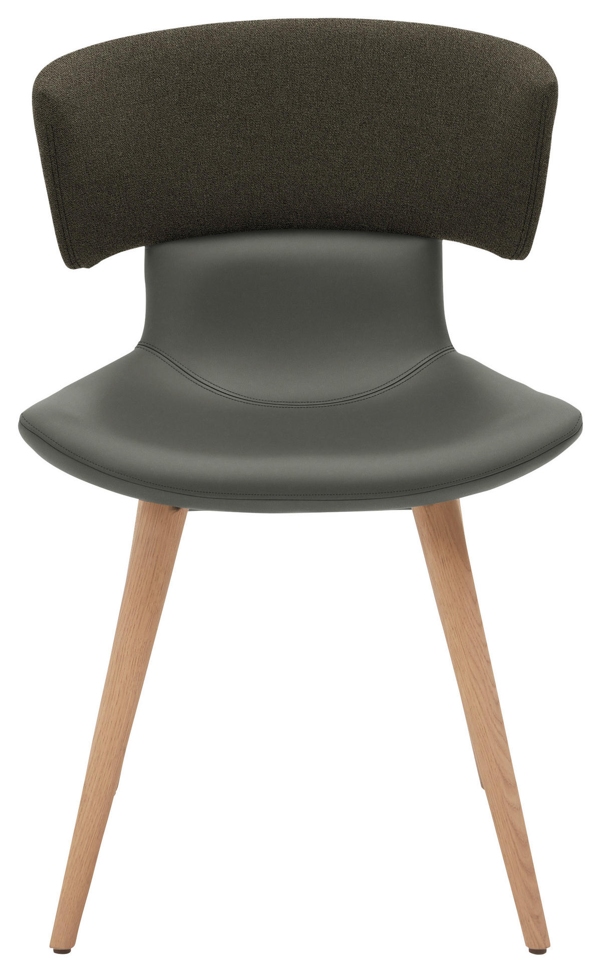 STUHL in Holz, Textil, Leder Grau, Eichefarben  - Eichefarben/Grau, Natur, Leder/Holz (54/82,5/58cm) - Voglauer