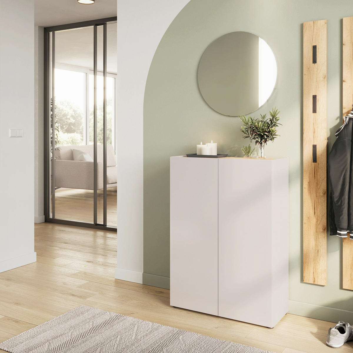 GARDEROBE 3-teilig  in 104/200/33 cm  - Kaschmir/Eichefarben, Design, Glas/Holzwerkstoff (104/200/33cm) - Germania