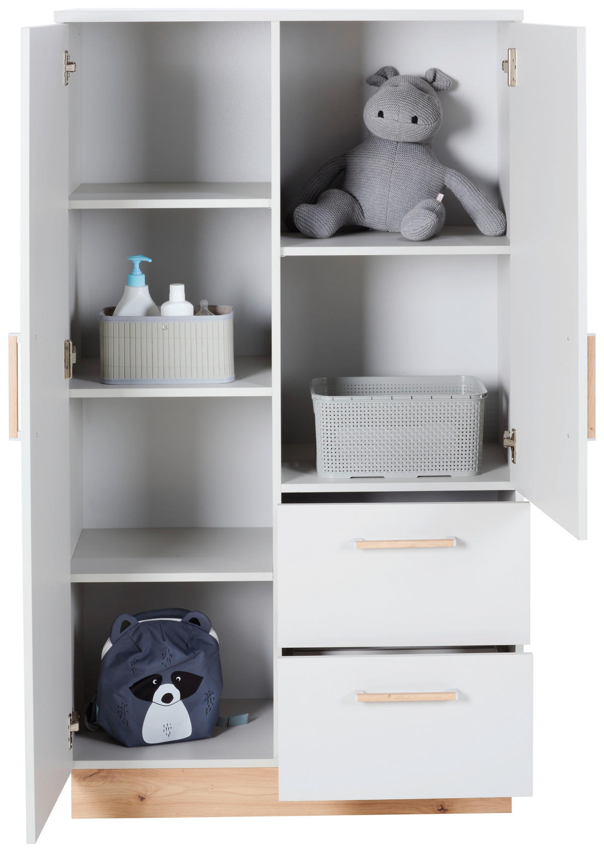 BABYKLEIDERSCHRANK Leo  - Eichefarben/Grau, Trend, Holzwerkstoff/Kunststoff (83/145/42cm) - Jimmylee