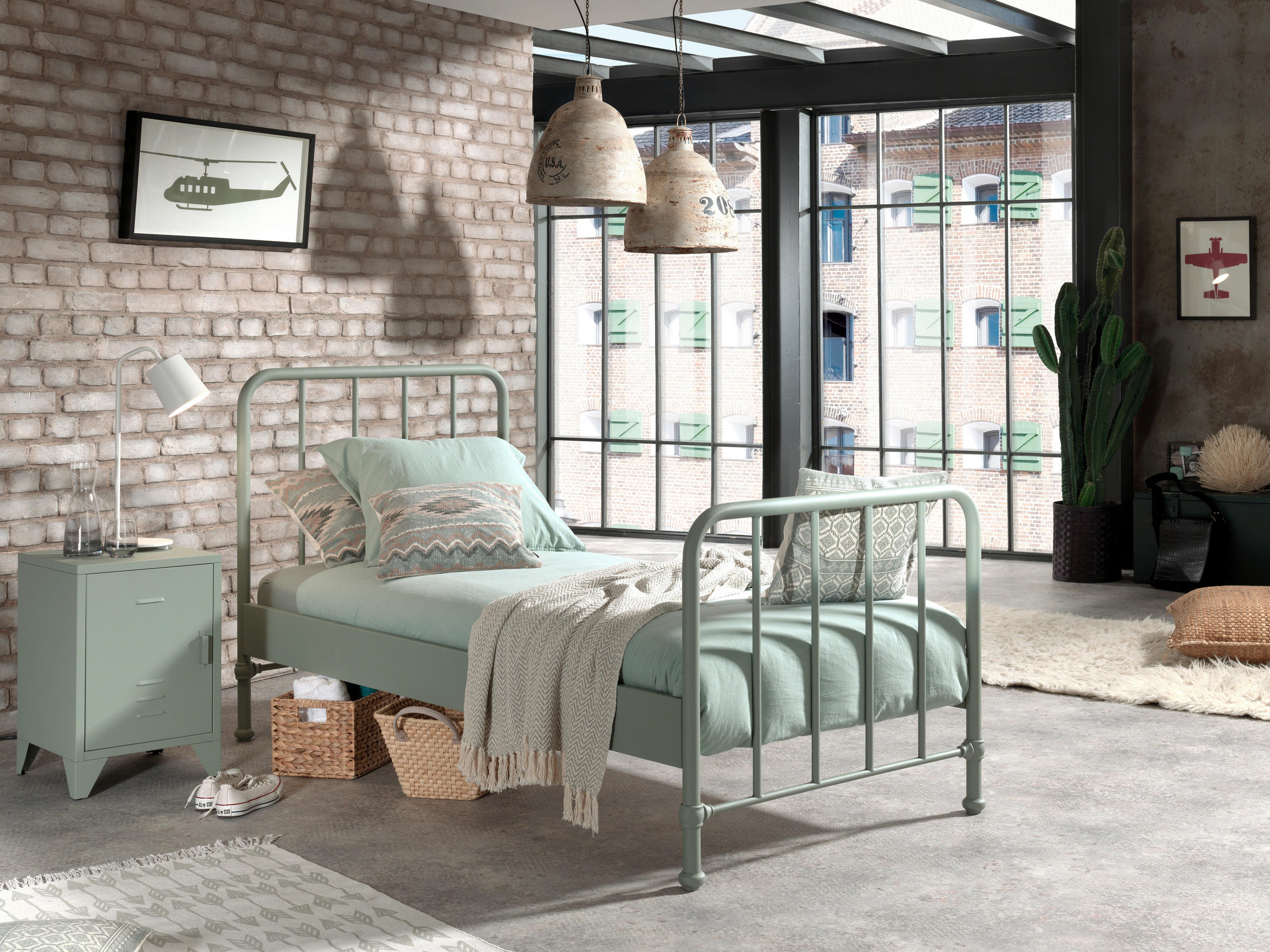 KINDER-/JUNIORBETT - Grün, MODERN, Holz/Metall (90/200cm) - Vipack