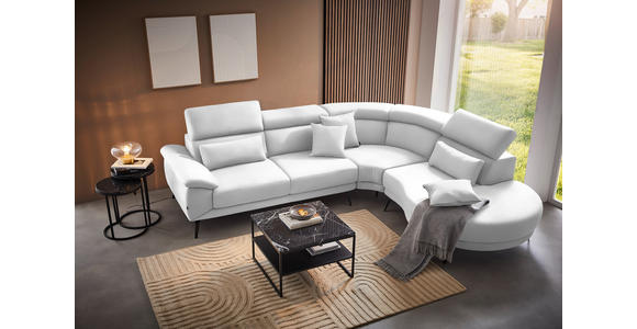 ECKSOFA Weiß Velours - Schwarz/Weiß, Design, Textil/Metall (299/264cm) - Novel