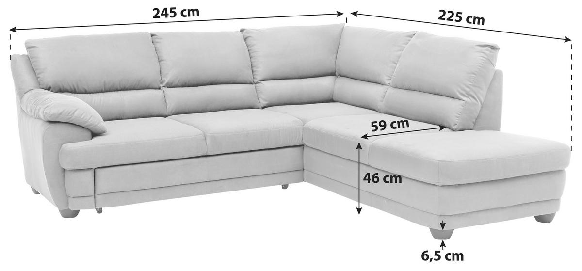 ECKSOFA in Mikrofaser Anthrazit  - Anthrazit/Schwarz, Design, Kunststoff/Textil (245/225cm) - Livetastic