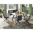 SITZBANK 160/87/64 cm Webstoff Eichefarben, Anthrazit, Schwarz Eiche massiv Metall  - Eichefarben/Anthrazit, Design, Holz/Textil (160/87/64cm) - Voleo