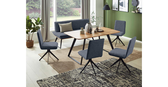SITZBANK 160/87/64 cm Webstoff Eichefarben, Anthrazit, Schwarz Eiche massiv Metall  - Eichefarben/Anthrazit, Design, Holz/Textil (160/87/64cm) - Voleo