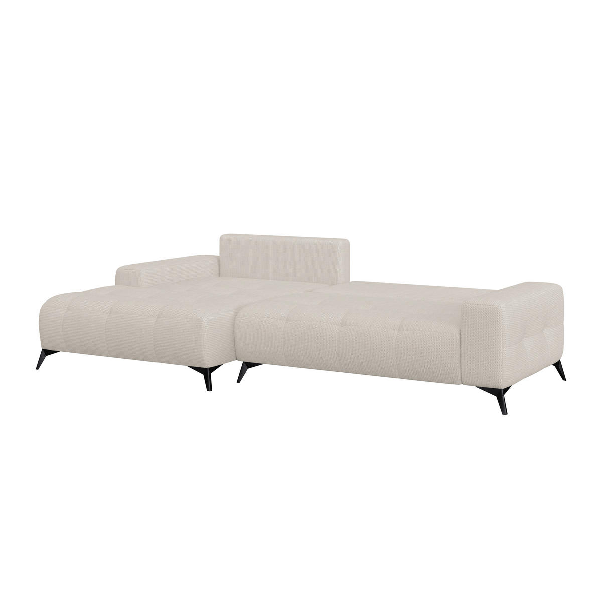 ECKSOFA MAURO Perlmutt Flachgewebe  - Perlmutt/Schwarz, Trend, Textil/Metall (175/290cm) - MID.YOU