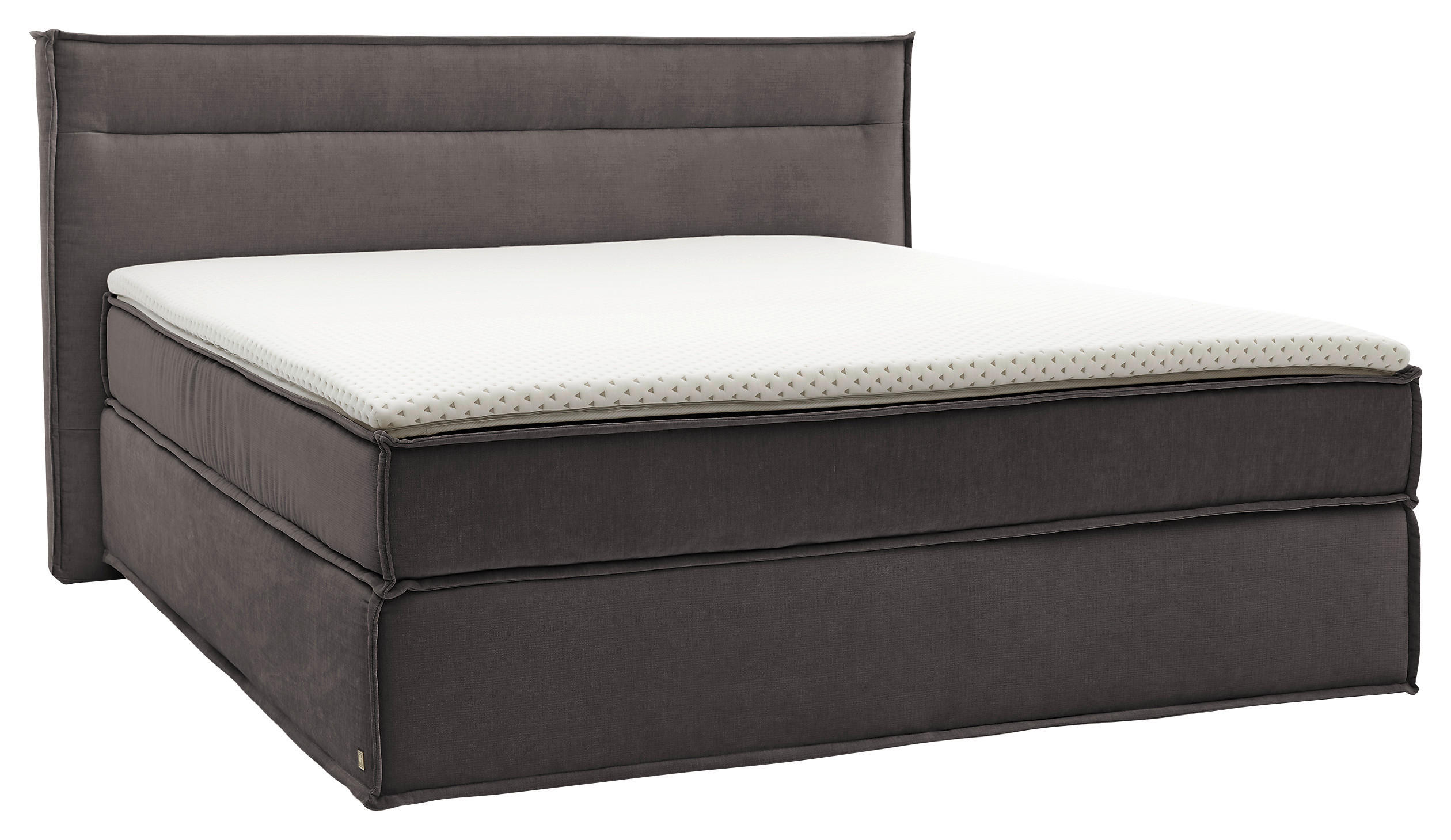 BOXSPRINGBETT 180/200 cm,  in Anthrazit, Topper, H2 + H2 = mittel  - Anthrazit/Schwarz, Design, Textil (180/200cm) - Musterring