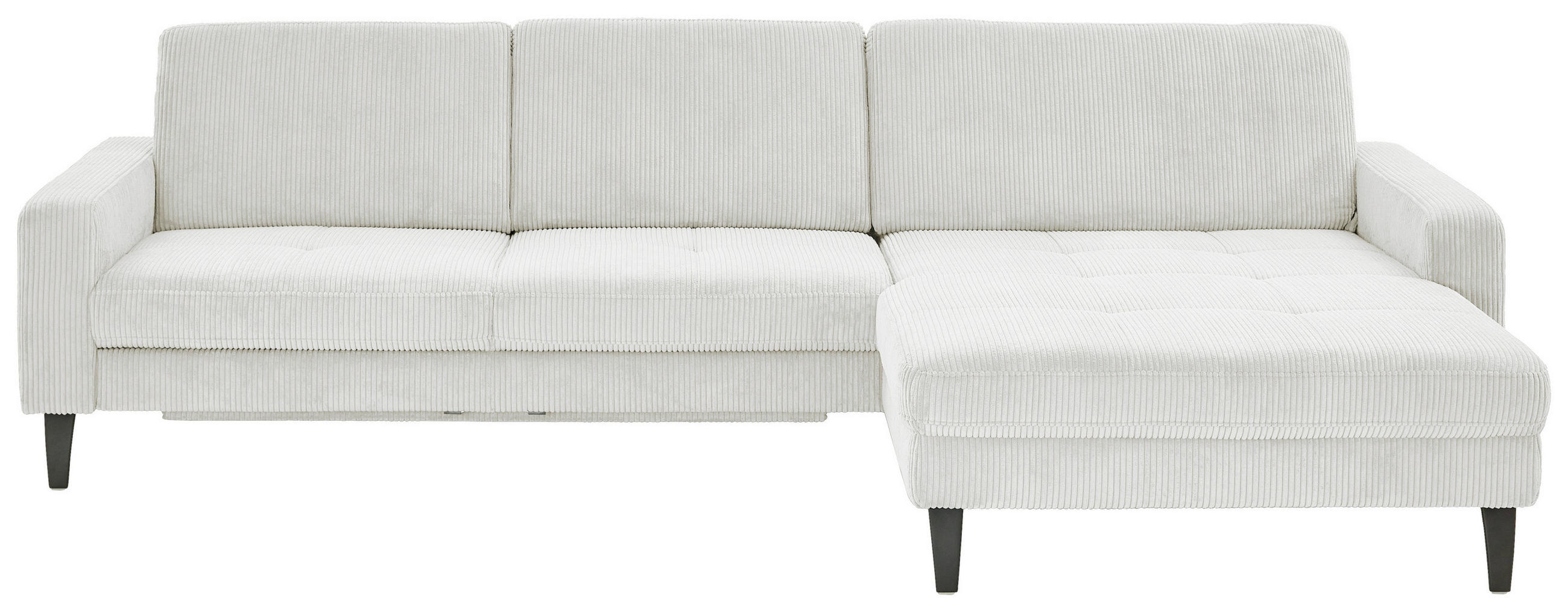 ECKSOFA in Cord Ecru  - Ecru/Schwarz, Modern, Textil/Metall (302/177cm) - Beldomo Style