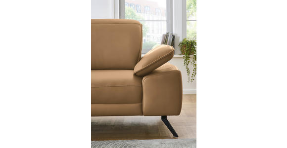 ECKSOFA in Echtleder Honig 193/332 cm - Schwarz/Honig, Design, Leder/Metall (193/332cm) - Dieter Knoll